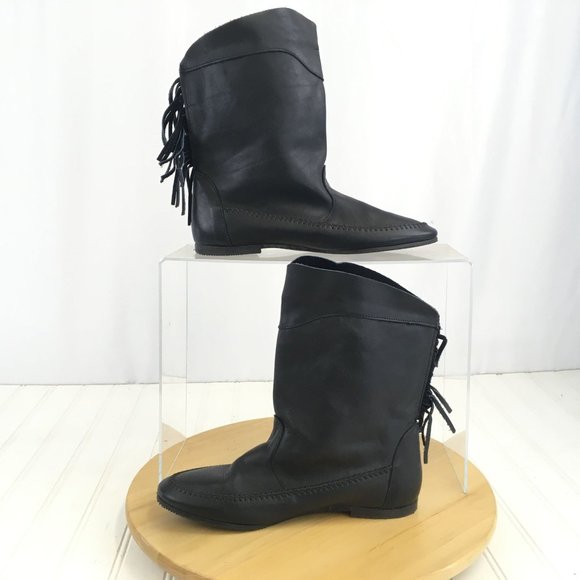 dingo Shoes - Dingo Western Black Leather Fringe Boots Womens Size 8